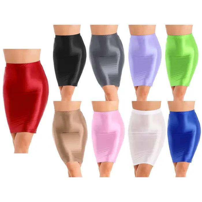 Mini jupe crayon taille haute pour femmes
