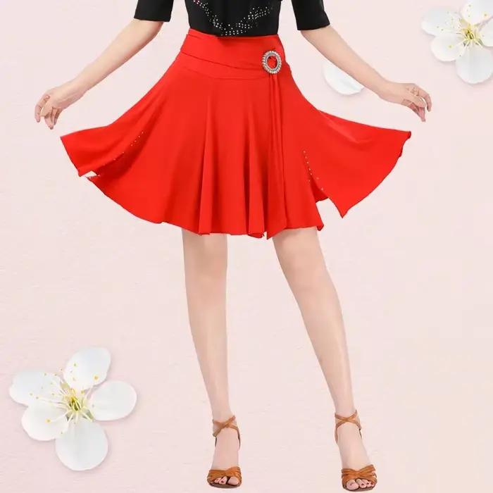 Nouvelle Collection Printemps-Été : Jupe Courte de Danse Marin Anti-Transparence à Ourlet Large Rouge et Noir pour