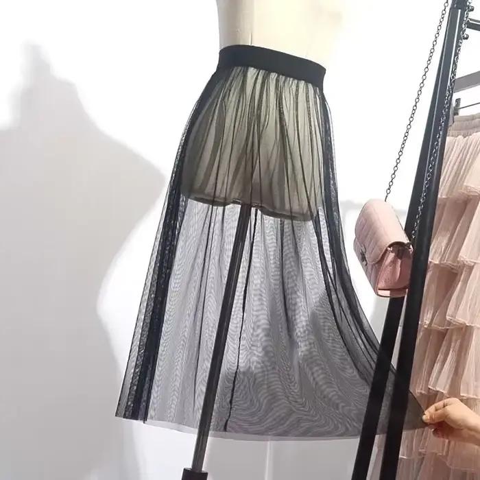Jupe en maille transparente monocouche