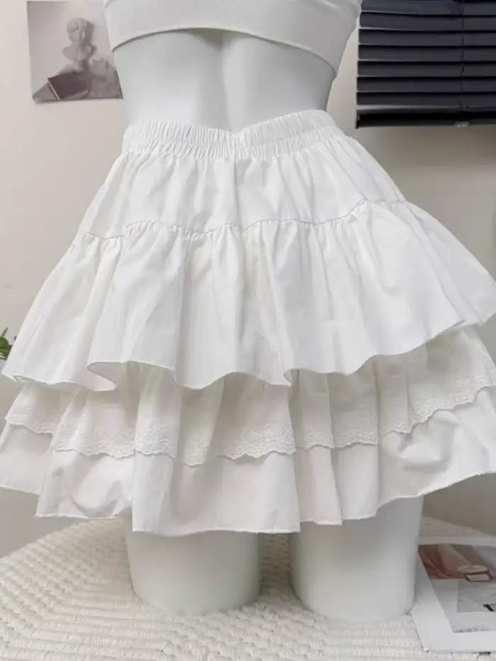 Grande taille gros mm pur blanc gâteau jupe dentelle mignon ballet style niche
