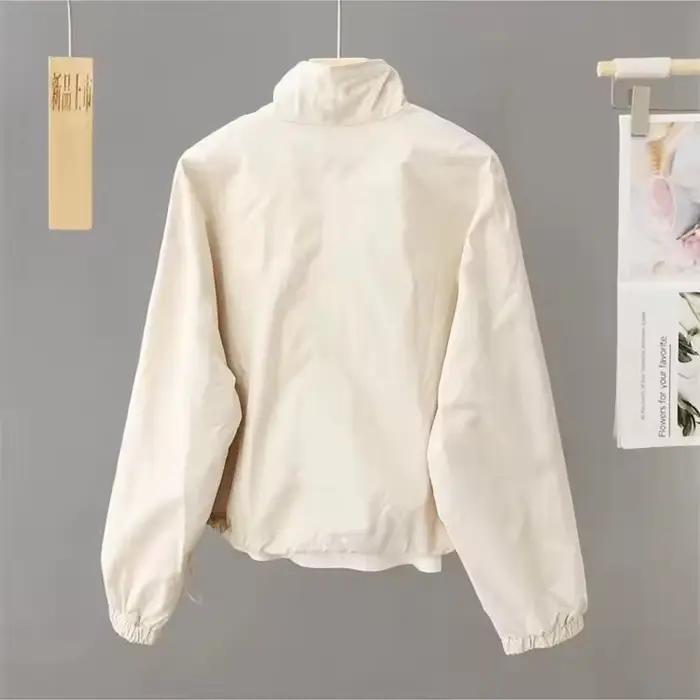 Femmes veste courte printemps automne nouveau décontracté Femme coupe-vent col montant outillage veste basique manteau à glissière hauts Gabardina Mujer