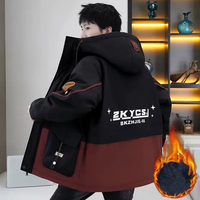 Vestes à capuche épaisses et en polaire pour hommes, Parkas chauds d'automne et d'hiver, vêtements d'extérieur pour jeunes, coupe-vent, manteaux amples rembourrés en peluche, 2025