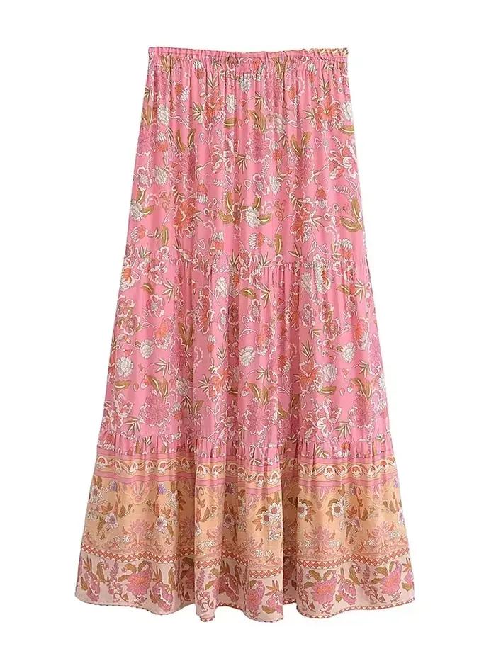 Jupe de plage bohème à imprimé floral pour femme