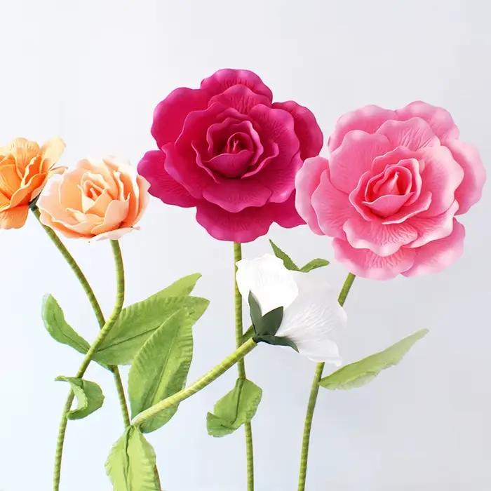 Fleur artificielle géante, grande mousse avec tiges, pour décor de fond de mariage, pour fenêtre, pour la saint-valentin