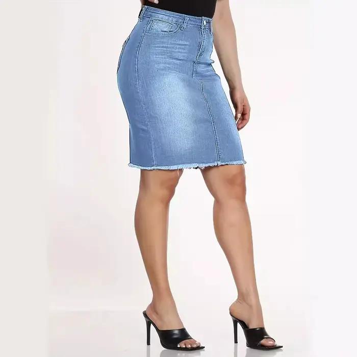 Jupe en Jean Décontractée pour Femme, Taille Haute, en Denim