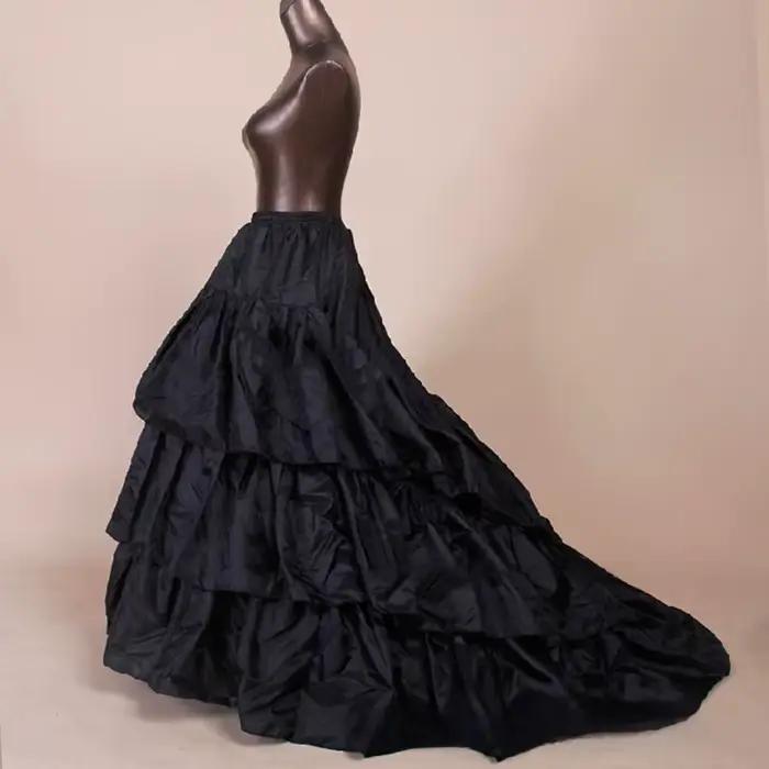 Jupon de mariée en tulle noir grande jupe bouffante silhouette trapèze pour femme événements spéciaux soirées de gala cérémonies de remise de diplômes