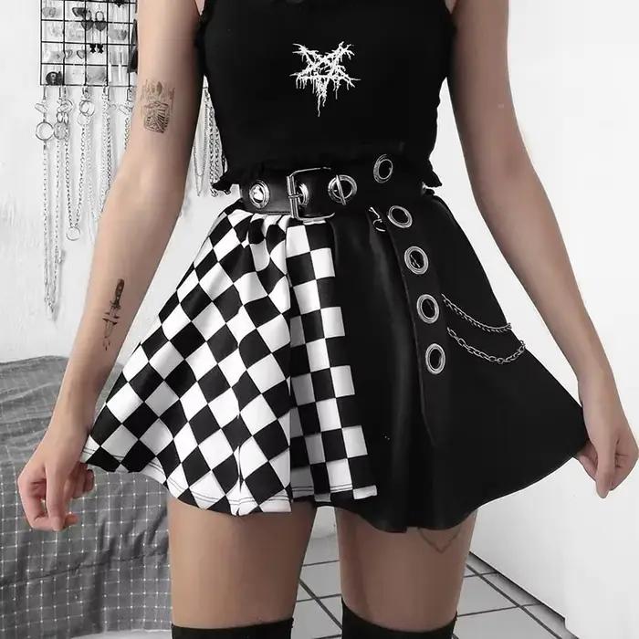 Jupe gothique sexy taille haute pour fille noire