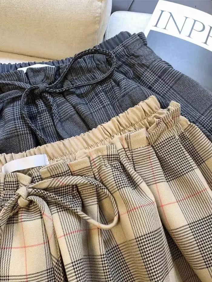 Jupe à carreaux taille basse style doux pour femmes