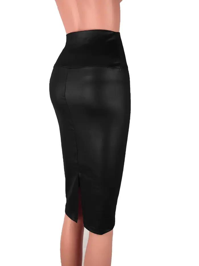 Jupe crayon en cuir PU pour femme