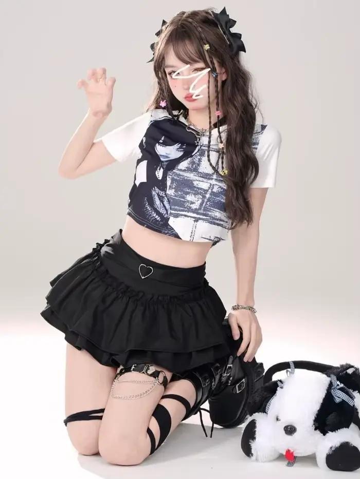 Mini jupe Lolita douce Kawaii pour femmes