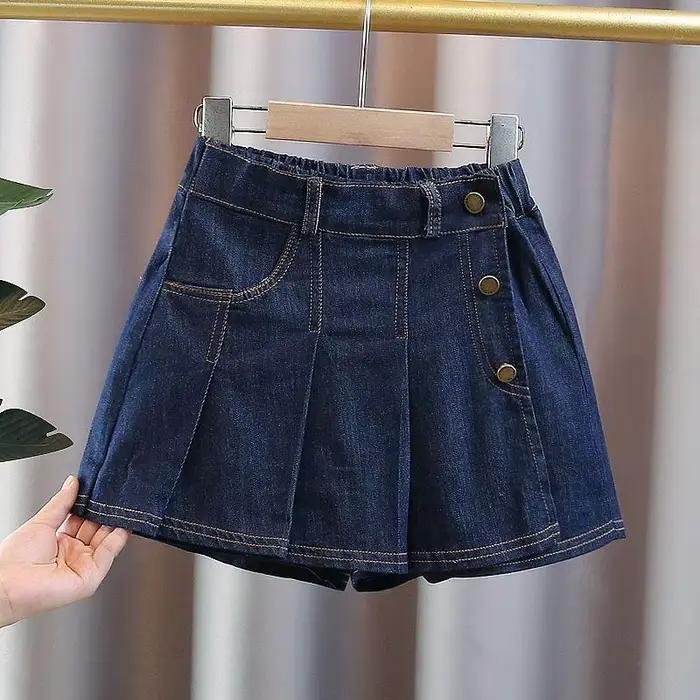 Jupe-short en jean plissée pour filles