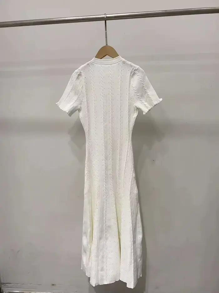 Robe longue tricotée Orange à simple boutonnage pour femmes, nouvelle mode printemps été 2021, col rond, élégante, Slim, manches courtes