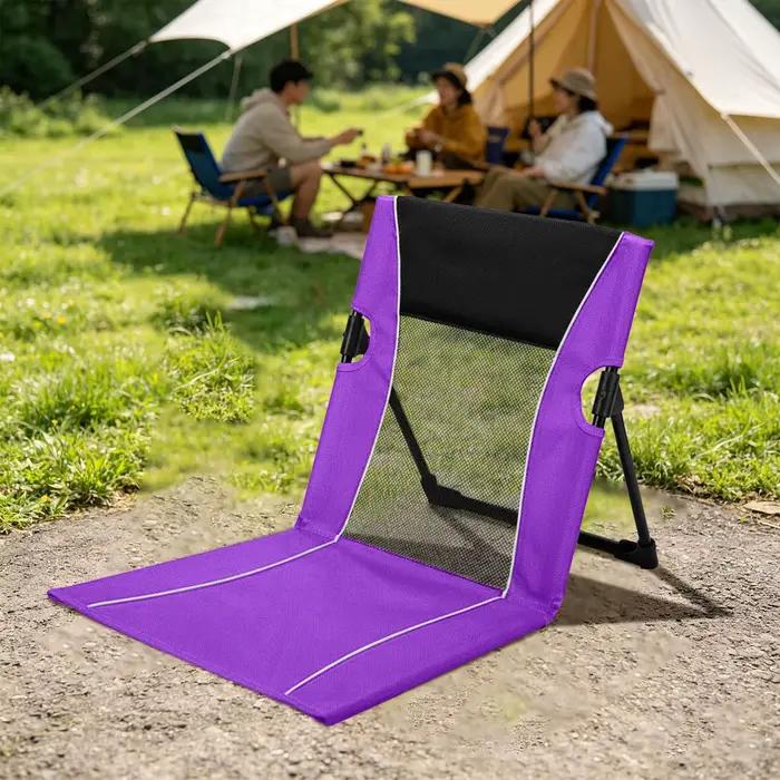 Chaise de camping pliable en métal pour extérieur, jardin, parc, plage, avec dossier et coussin, portable et confortable