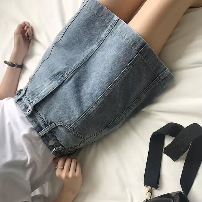 Jupe en jean taille haute A-Line pour femmes, été, printemps, 2024