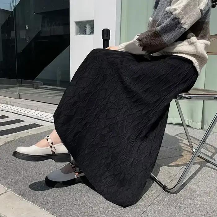 Jupes tricotées chaudes femelles taille haute décontractées en coton et polyester pour automne et hiver occasions spéciales et soirées élégantes