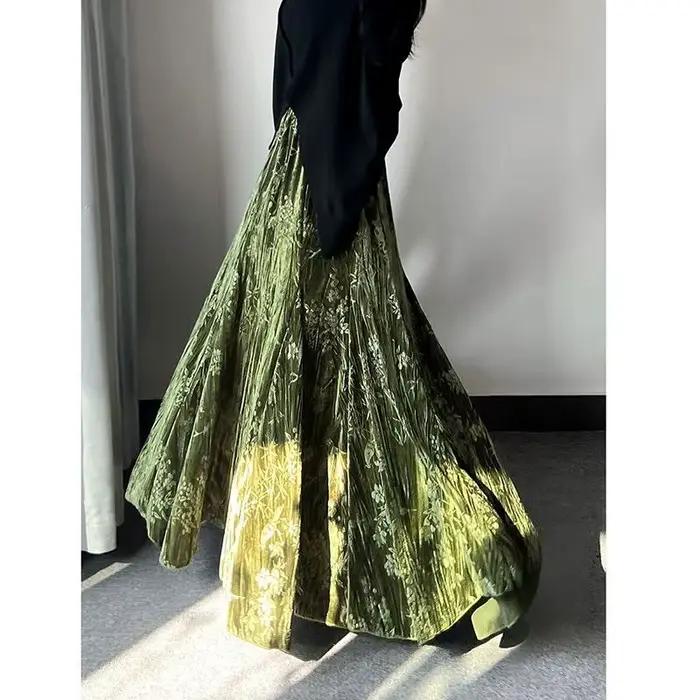 Jupes Femme Mi-longues Coupe Trapèze Ajustée Plissée Taille Haute Sexy Élégante Style Y2K Streetwear Travail Quotidien Printemps 2026