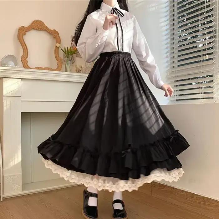 Jupe plissée à volants japonais pour femme