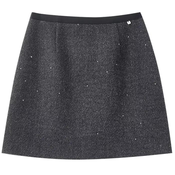 Jupe Courte Femme SENTUBILA en Mélange de Laine Hiver 2026 Nouvelle Collection Coupe Évasée Ample Douce Épaisse Chaude