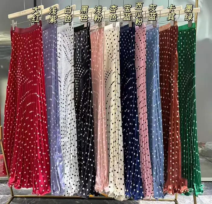 Jupe longue taille haute à pois pour femmes