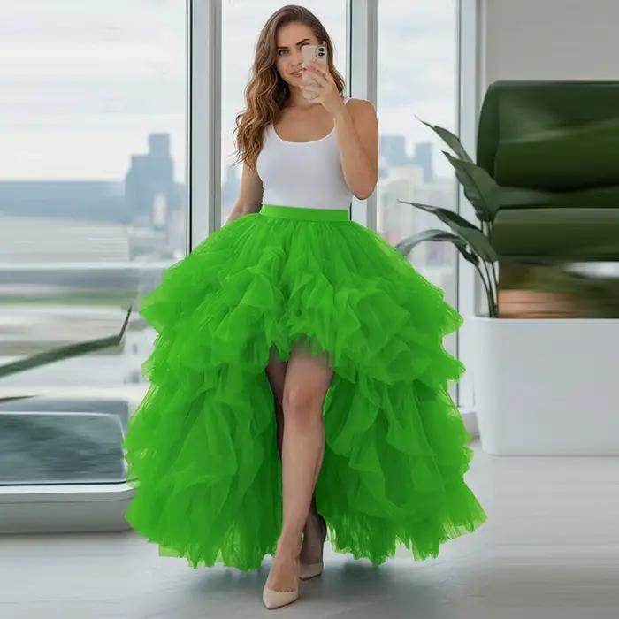 Jupe longue en tulle vert éclatant