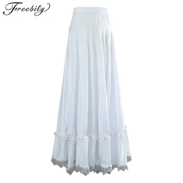 Femmes jupe de danse Flamenco cercle complet taille haute à volants jupes Maxi ventre carré