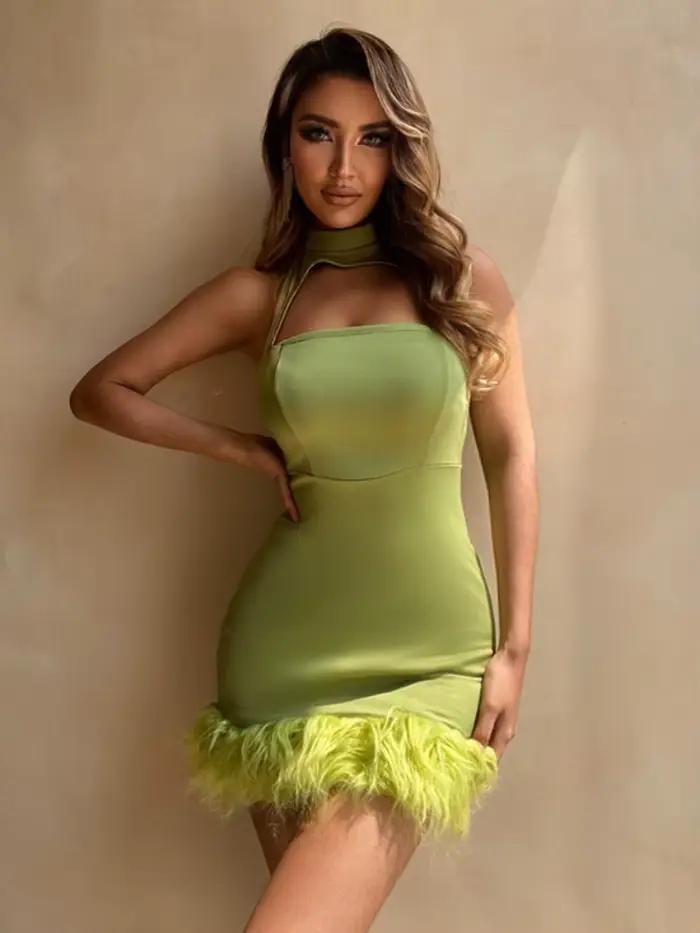 Robe noire moulante pour femmes, Streetwear ajouré, robe De nuit laineuse Sexi, tenues De Club tendance, vêtements Y2k