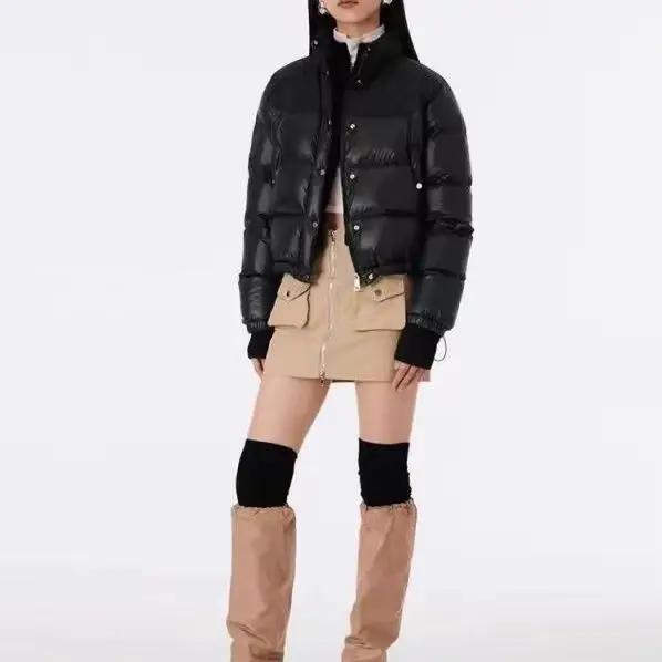 Doudoune 2025 nouveau manteau duvet de canard mode col montant court chaud et épaissi hiver jeune