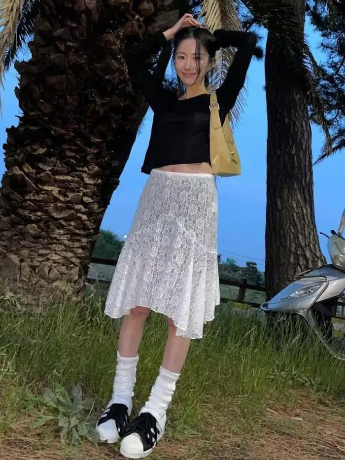 Tonngirls-Jupe vintage irrégulière pour femme
