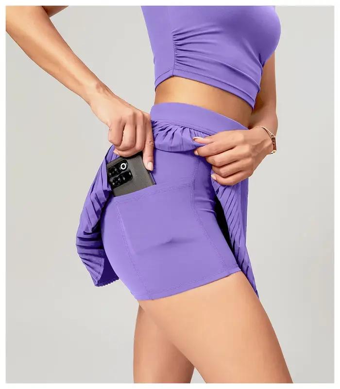 2025 Femmes Sport Mini Jupe Plissée Taille Haute Golf Tennis Jupes avec Courte Dames Gym Fitness Yoga Athlétique Entraînement Skort