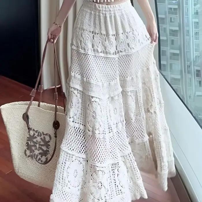 Semi-jupe longue en Crochet pour femmes