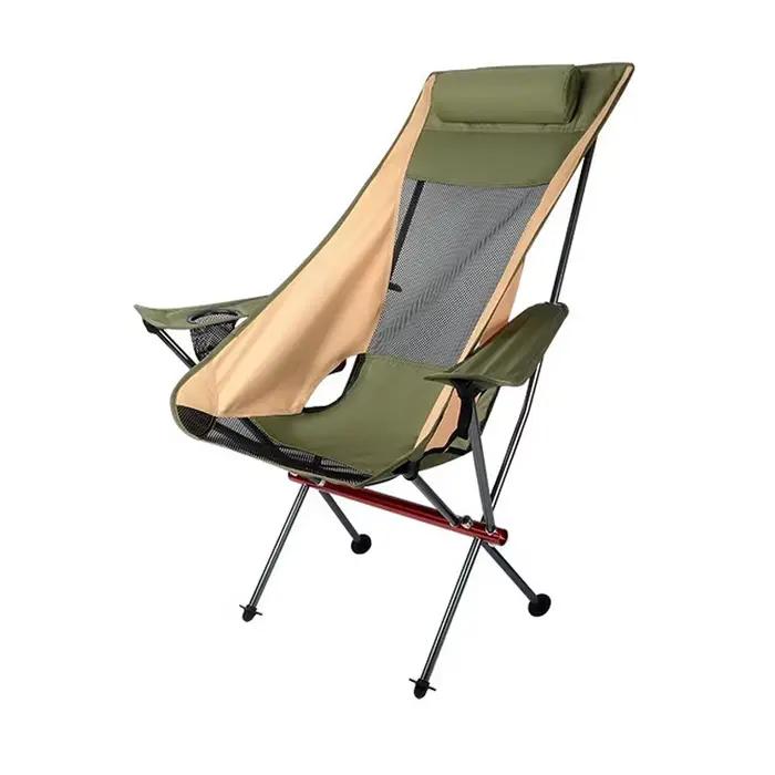 Chaise lune d'extérieur en alliage d'aluminium, chaise de pêche, chaise à dossier, chaise pliante de pique-nique, tabouret de camping, chaise de plage avec accoudoirs