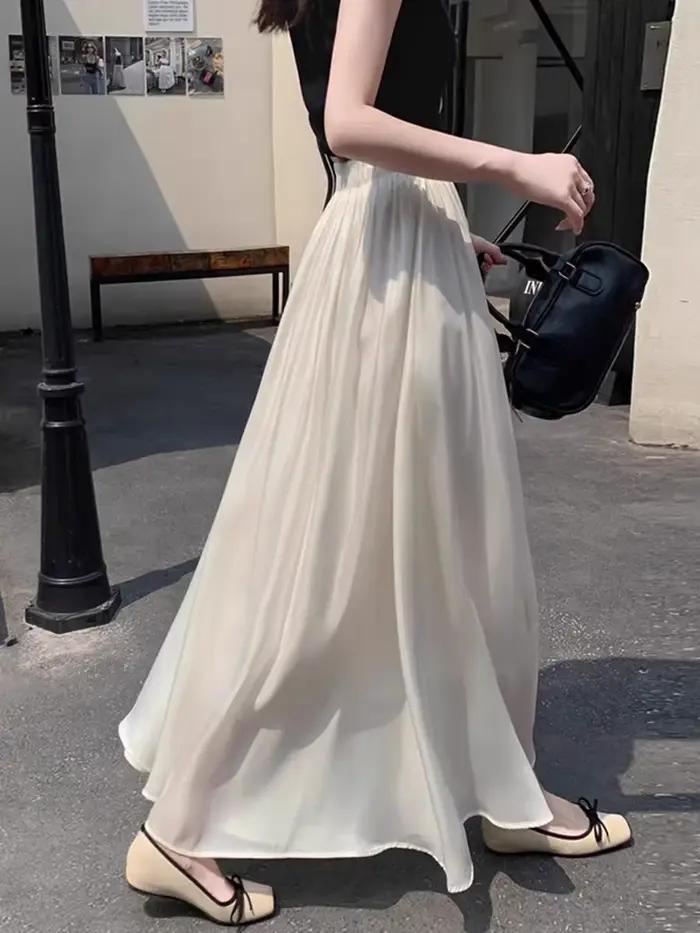 Jupes mi-longues en mousseline de soie pour femmes