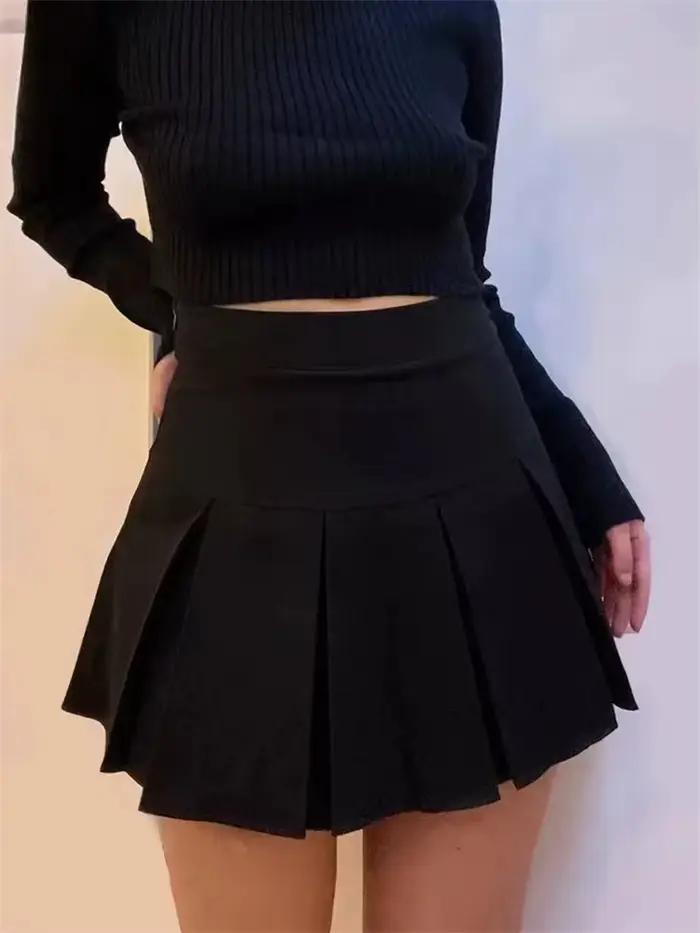 Jupe plissée grise Vintage pour femmes