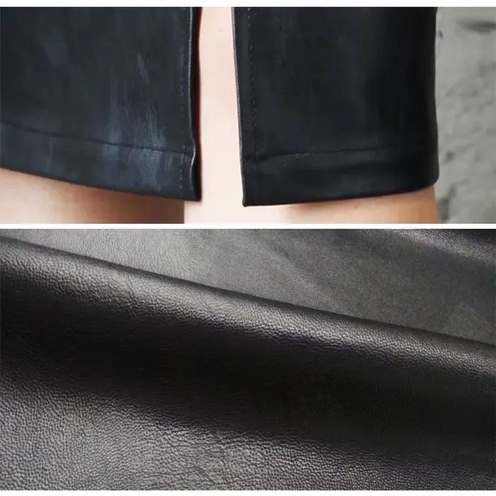 Jupe mi-longue en cuir PU pour femmes
