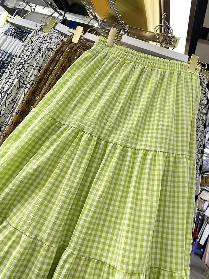 Jupe trapèze à carreaux pour femmes