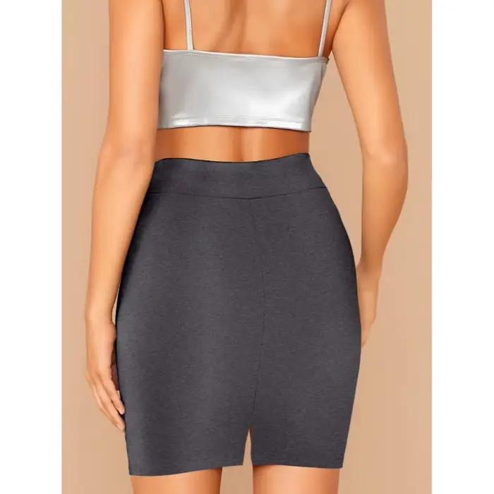 Jupe d'été T3T3 en polyester et élasthanne pour femmes junior style formel et casual couleurs bleu profond gris bordeaux et noir occasions déplacements et soirées