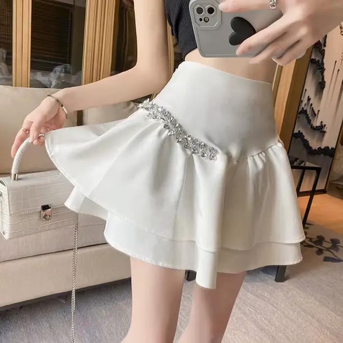 Mini jupe plissée taille haute pour filles