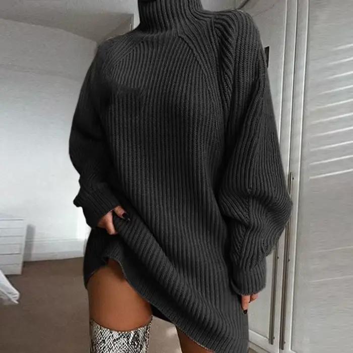 Robe pull à col roulé pour femme