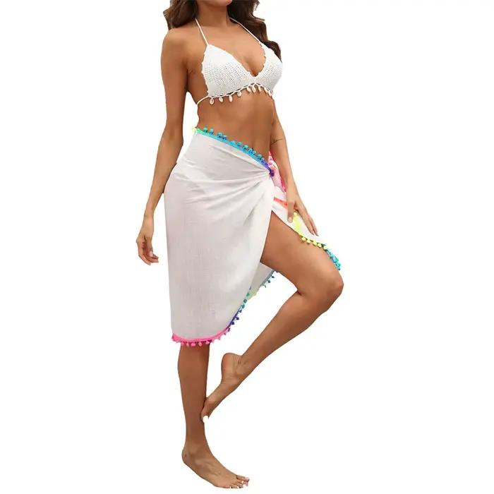 Jupe de plage Lamuusaa en polyester tricoté, design sexy et confortable pour femmes, idéale pour la plage et les soirées estivales