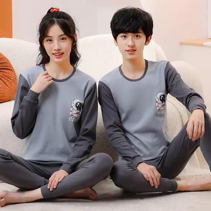 Pyjamas pour adolescents manches longues 100% coton Pyjamas grands enfants vêtements ensembles enfants vêtements de nuit pour garçons Pyjamas pour filles 10 12 14 16 ans