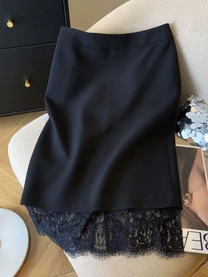 Mini jupe Sexy en dentelle noire, taille haute, Streetwear d'été pour femmes, jupes courtes, vêtements à la mode, jupe droite décontractée, tendance