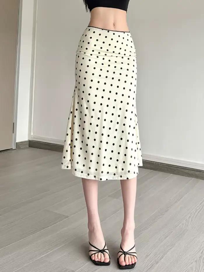 Jupes longues imprimées à pois pour femmes