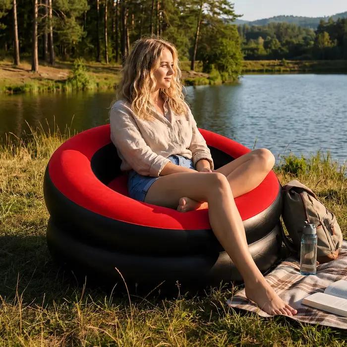 Canapé gonflable confortable pour l'intérieur et l'extérieur, salon, camping, patio, siège relaxant