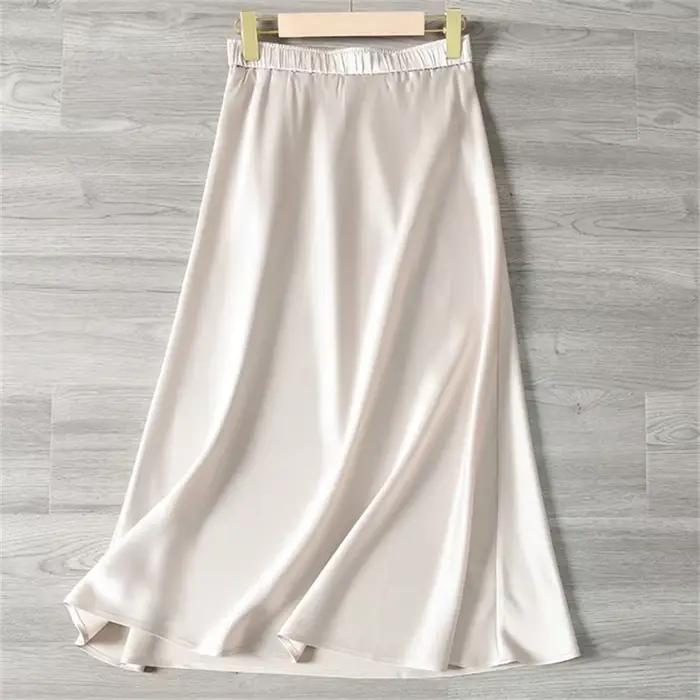 Jupes longues en satin uni pour femmes