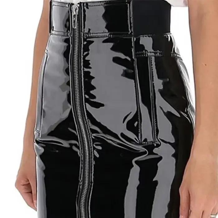 Jupes gothiques en cuir verni brillant pour femmes