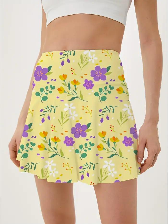 Mini jupe imprimée jaune taille haute pour filles