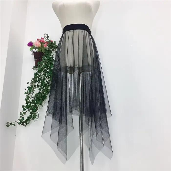 Jupe plissée en maille transparente pour femmes