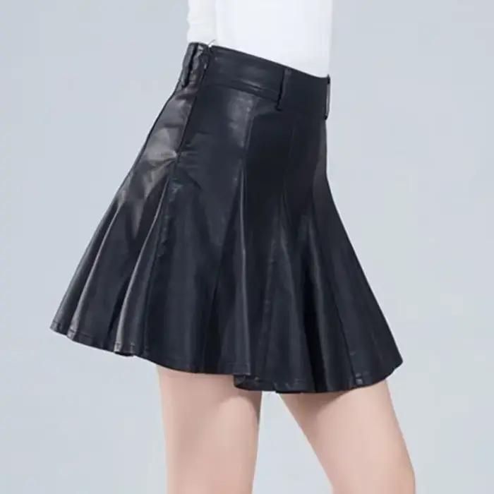 Jupe Mini en cuir véritable pour femme