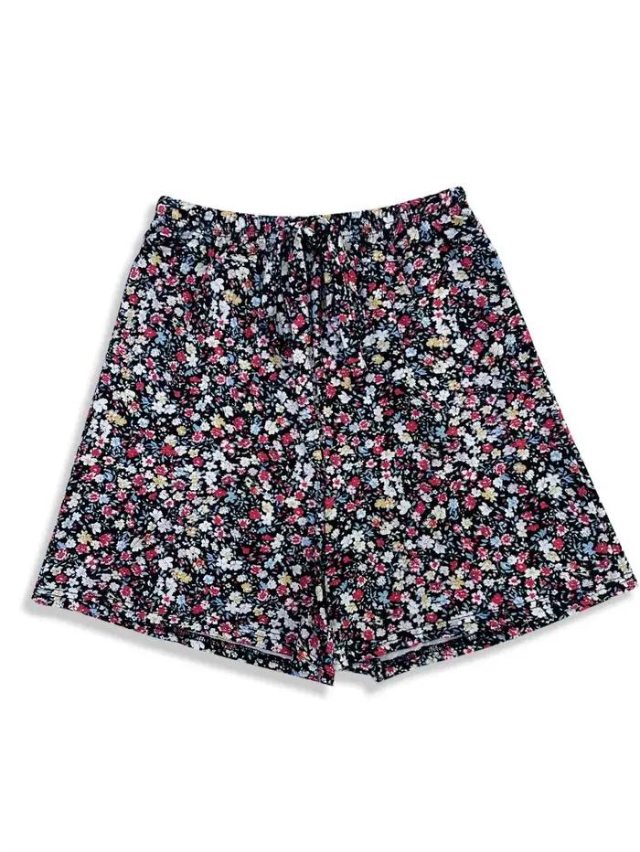 Jupe courte florale taille haute mi-longue ample coupe trapèze décontractée d'été pour filles et femmes