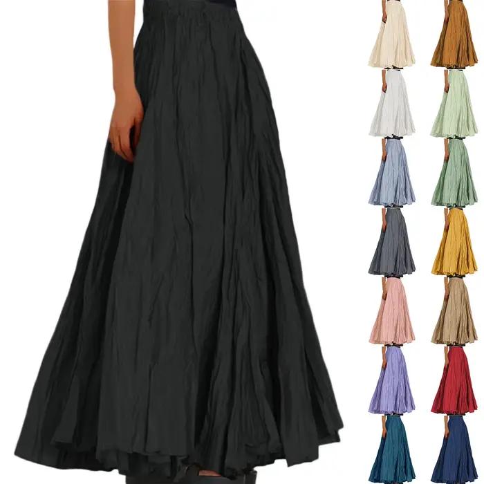 Nouveau printemps été jupes en mousseline de soie pour les femmes élégant Patchwork a-ligne jupe longue femme coréenne